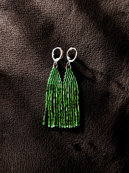 'Firebead' Futurisms - Green Mini Fringe Earring